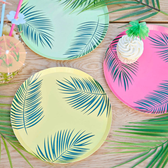Eco Friendly    Hawaiian Tiki Palm Leaf Printed Paper Plates