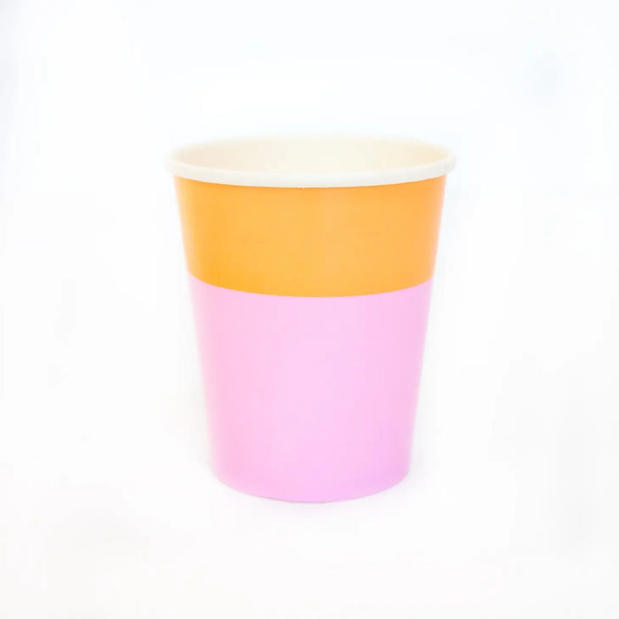 Peach and Lavender Color Blocked Paper Cups