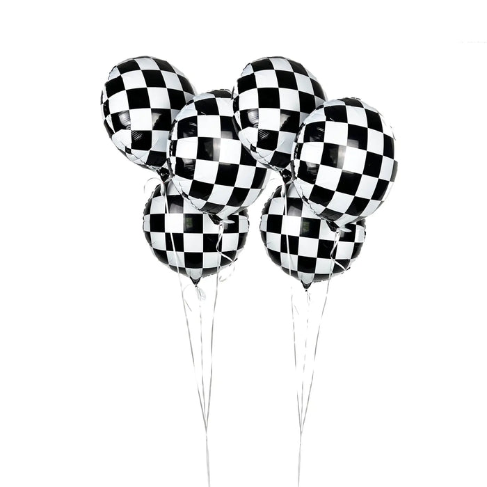 Vintage Race Car Checkered Foil Balloons