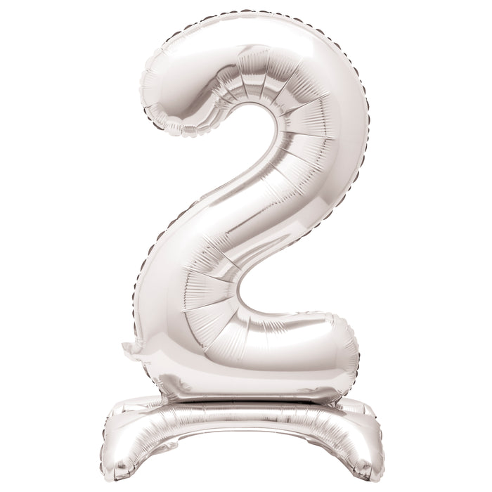 Silver 30" Standing Number Foil Balloons