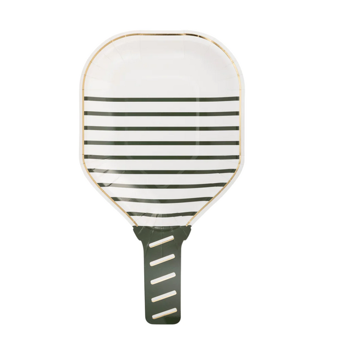 White Pickleball Paddle Shaped Paper Plate
