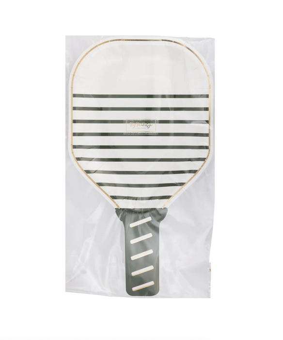 White Pickleball Paddle Shaped Paper Plate