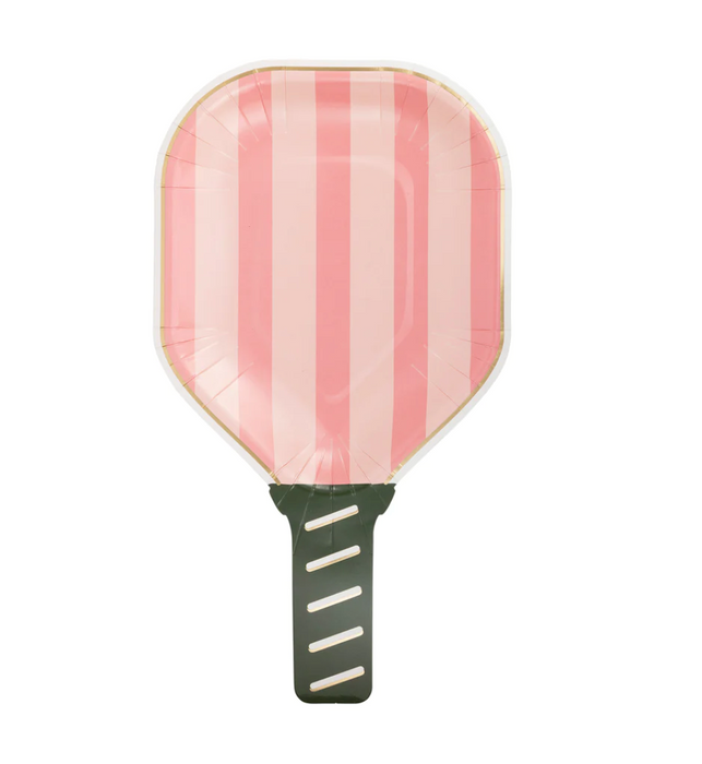 Pink Pickleball Paddle Shaped Paper Plate