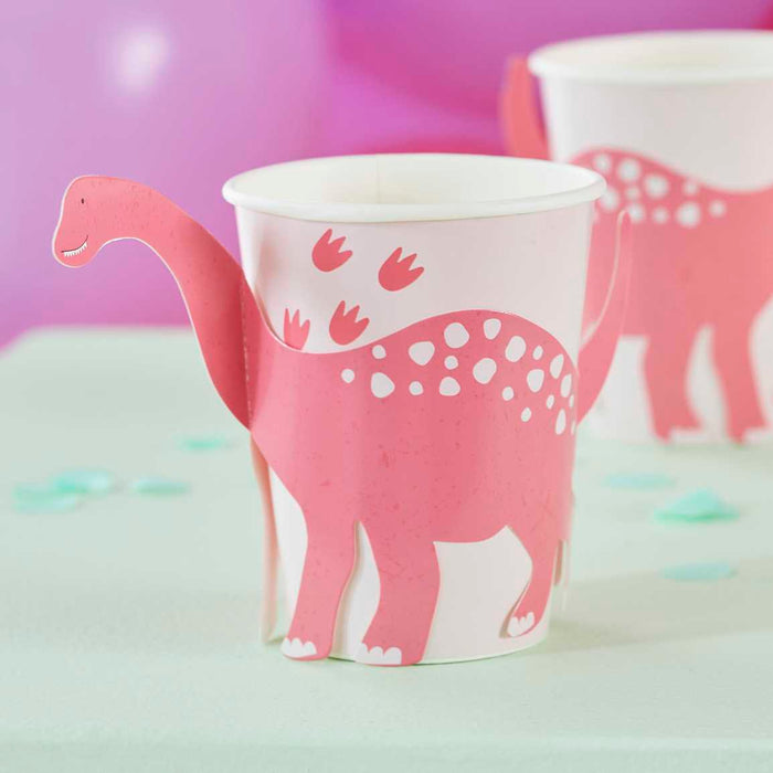 Pink Pop Out Dinosaur Paper Cup