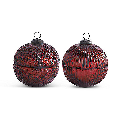 Medium Red Mercury Glass Lidded Ornament Candle