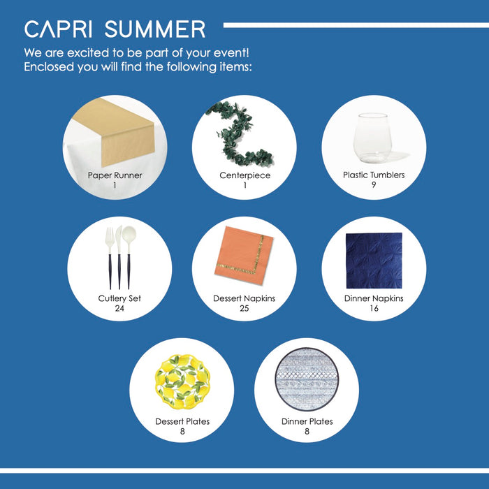 Capri Summer Brunch Party - 8 Place Settings