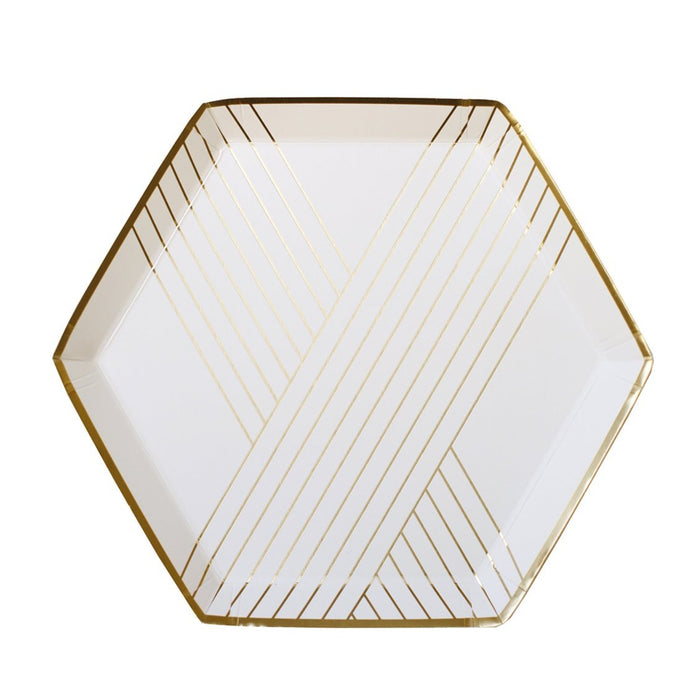 Gold Striped Dessert Paper Plates