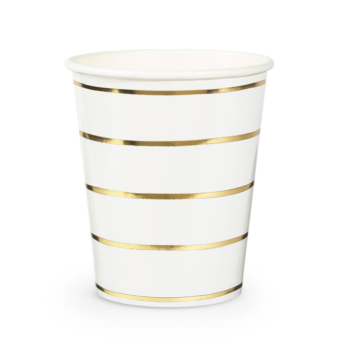Gold Frenchie Striped Paper Cups