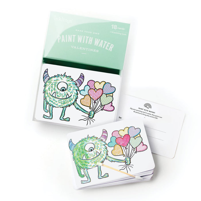 Paint with Water Monster Valentines Cards