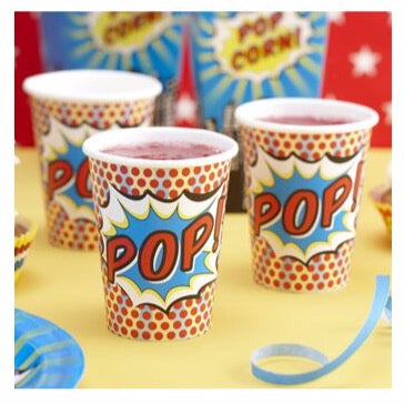 Pop Art Superhero Paper Cups