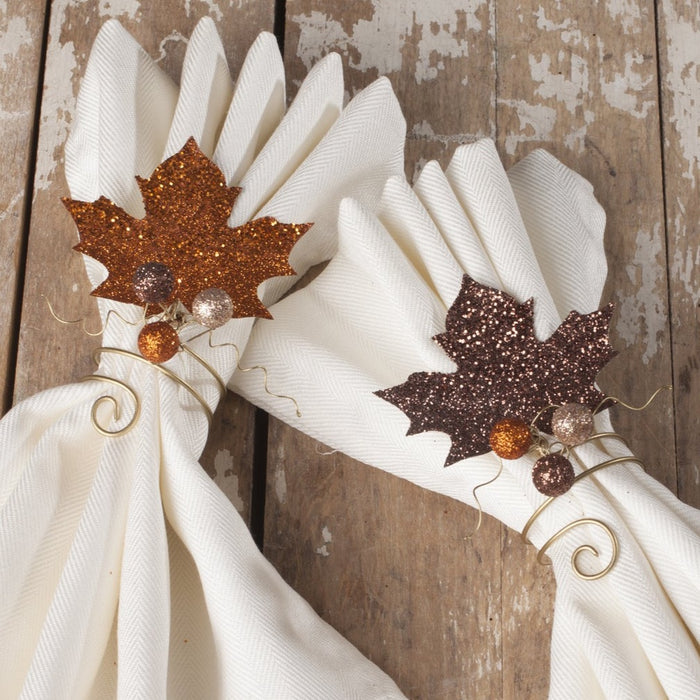 Elegant Leaf Napkin Rings Set