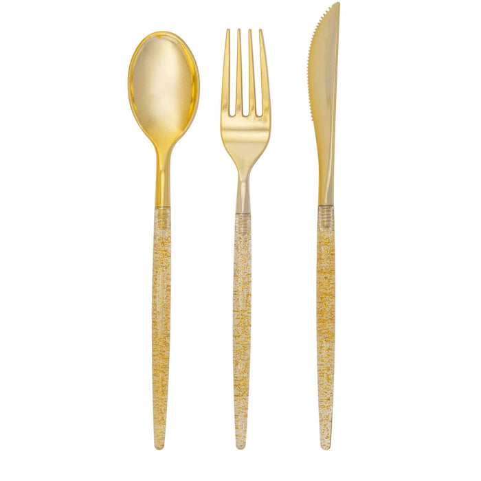 Glitter & Gold Plastic Cutlery Set