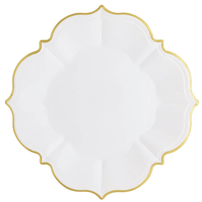 White & Gold Lunch Paper Plates