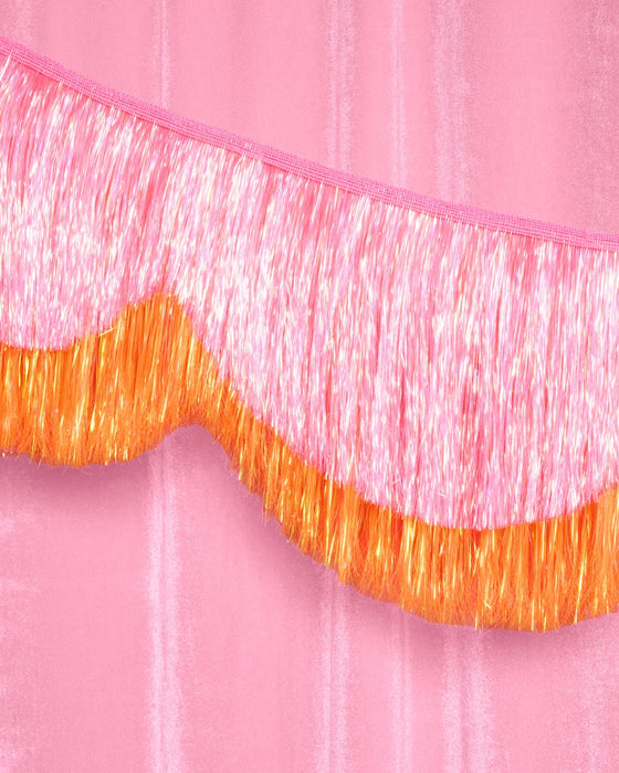 Pink Orange Scallop Fringe Banner