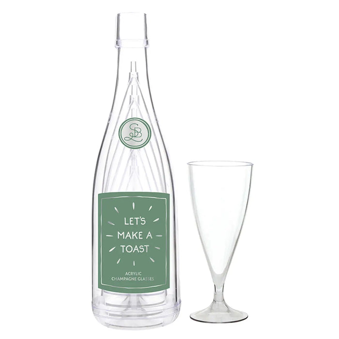 Acrylic Champagne Bottle + Glasses - Let's Make a Toast