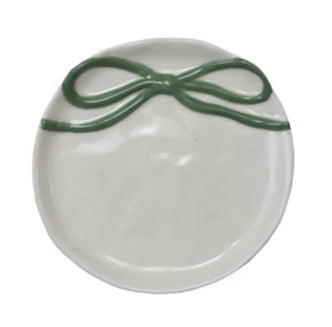 Round Stoneware Dish with Bow
