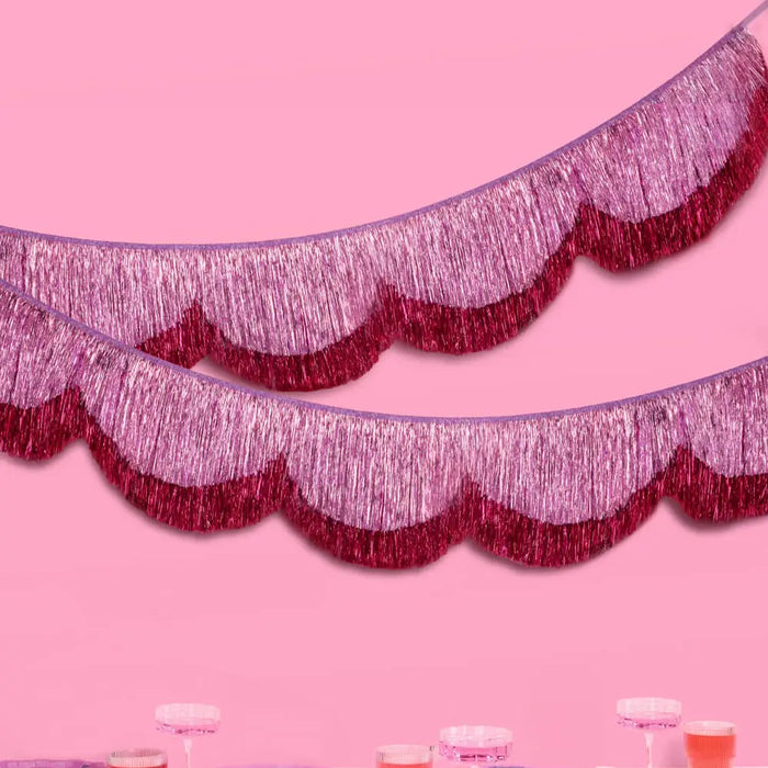 Tickled Pink Fringe Scalloped Banner