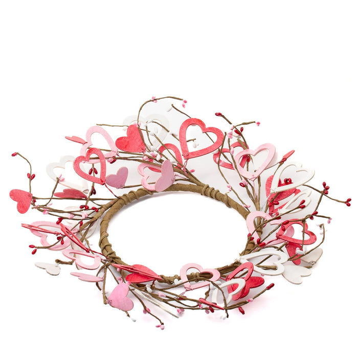 Valentine's Day Wood Heart & Berries Candle Rings