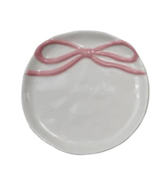 Round Stoneware Dish with Bow