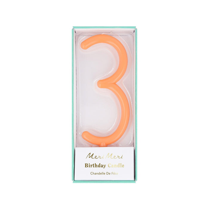 Slim Number 3 Candle