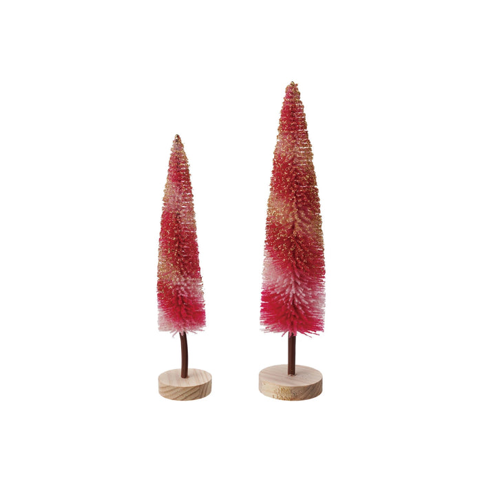 Flocked Plastic Striped Bottle Brush Trees