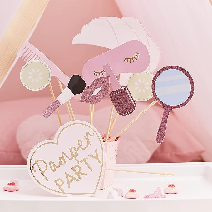 Pink Glitter and Foil Pamper Party Photo Props