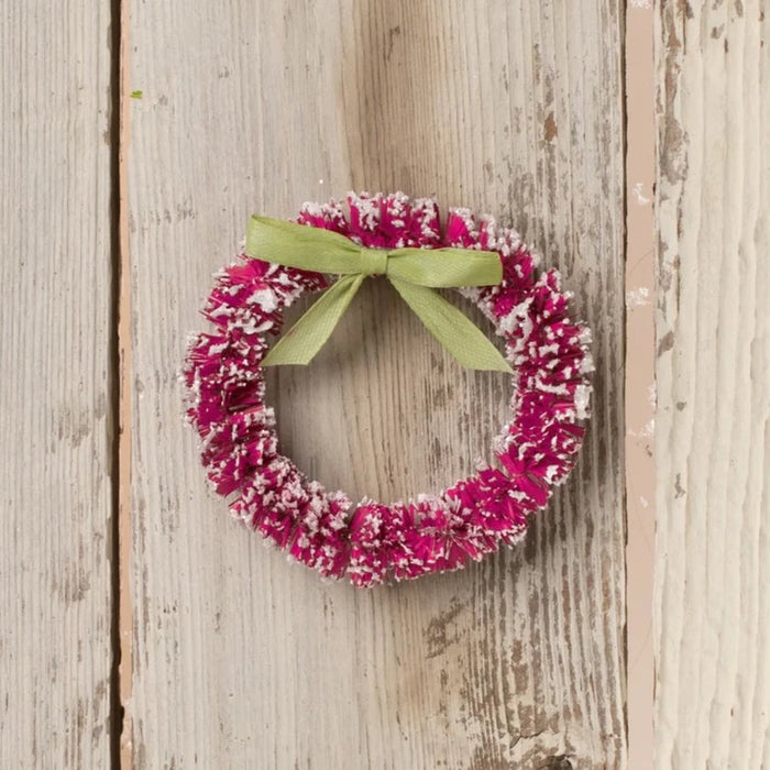 Hot Pink Wreath with Green Bow
