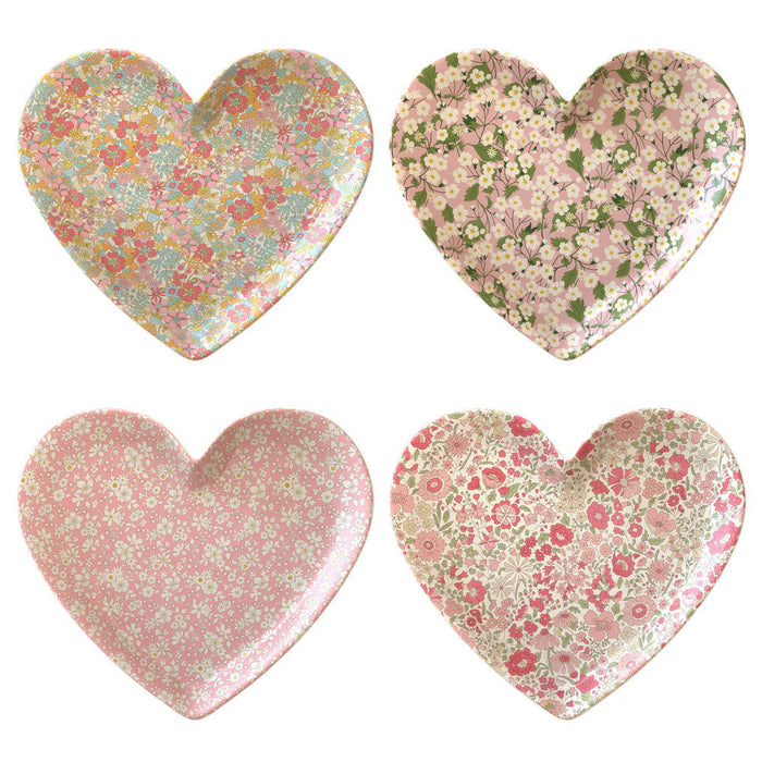 Mixed Heart Melamine Plates