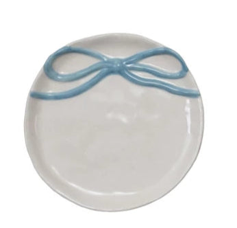 Round Stoneware Dish with Bow