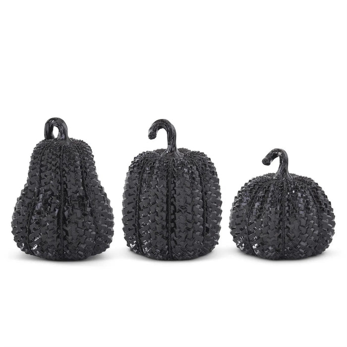 Resin Black Glossy Embossed Pumpkins