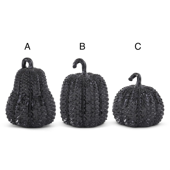 Resin Black Glossy Embossed Pumpkins