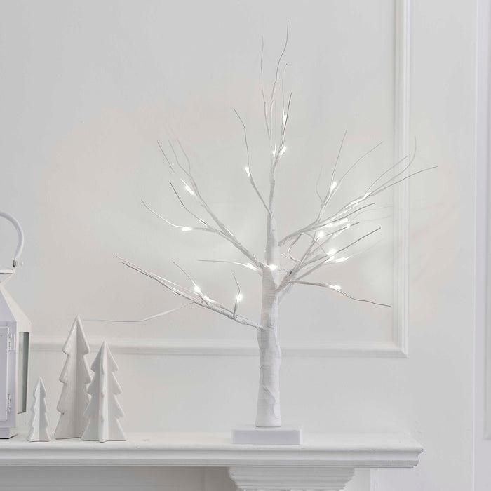 White Twig Tree with Lights
