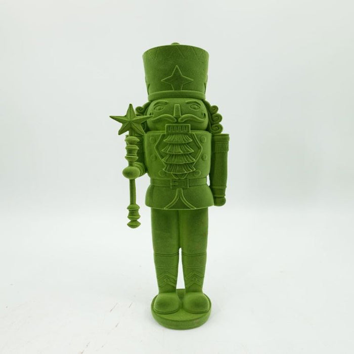 Res Green Flocked Nutcracker Decor