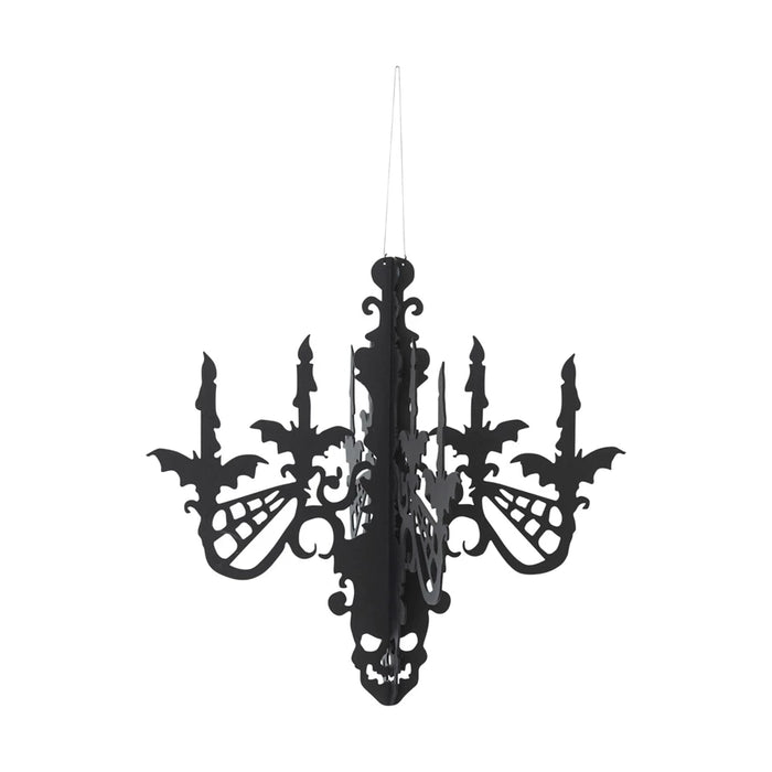 Hanging Interlocking MDF Chandelier with Bats & Spider Webs