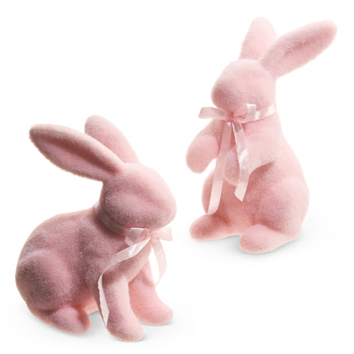 Small Pink Pastel Flocked Bunny