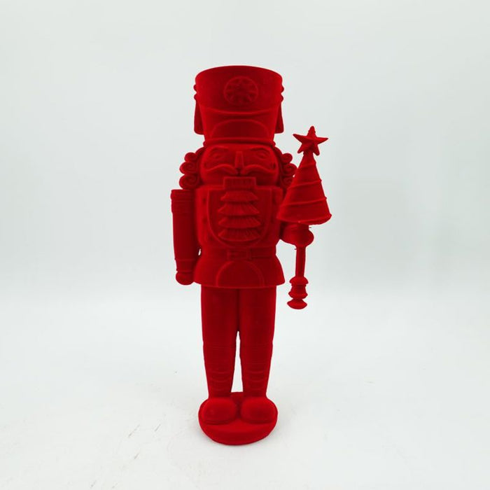 Res Red Flocked Nutcracker Decor