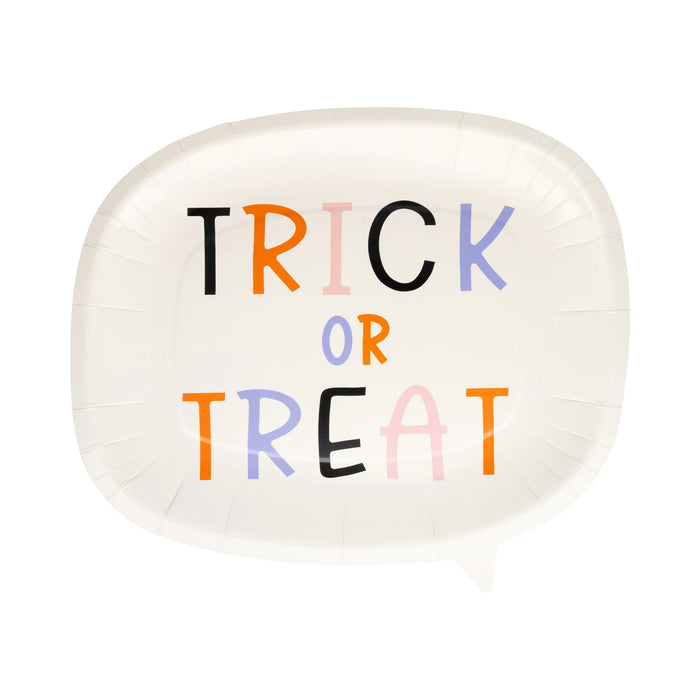 Trick or Treat Word Bubble Shaped Paper Plate