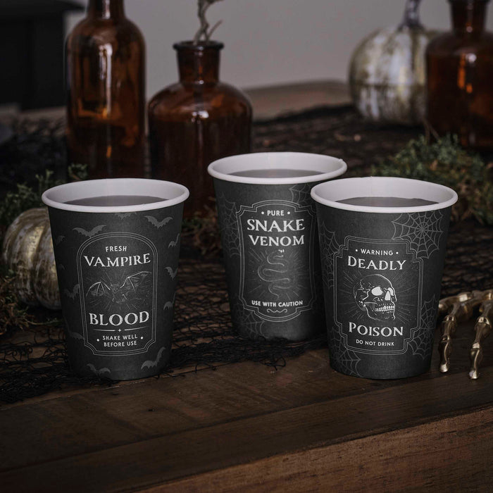 Black Potion Label Halloween Party Paper Cups