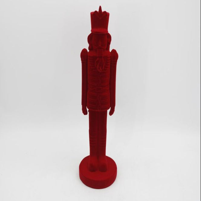 Res Lg Flocked Red Nutcracker Fig
