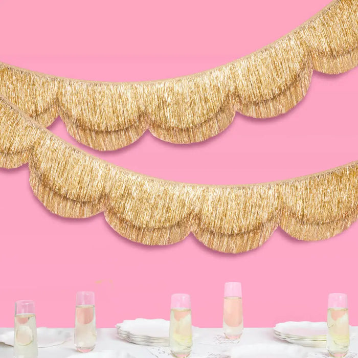 Stay Golden Fringe- Scalloped Banner, Gold