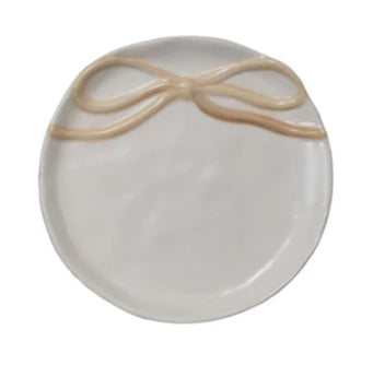 Round Stoneware Dish with Bow