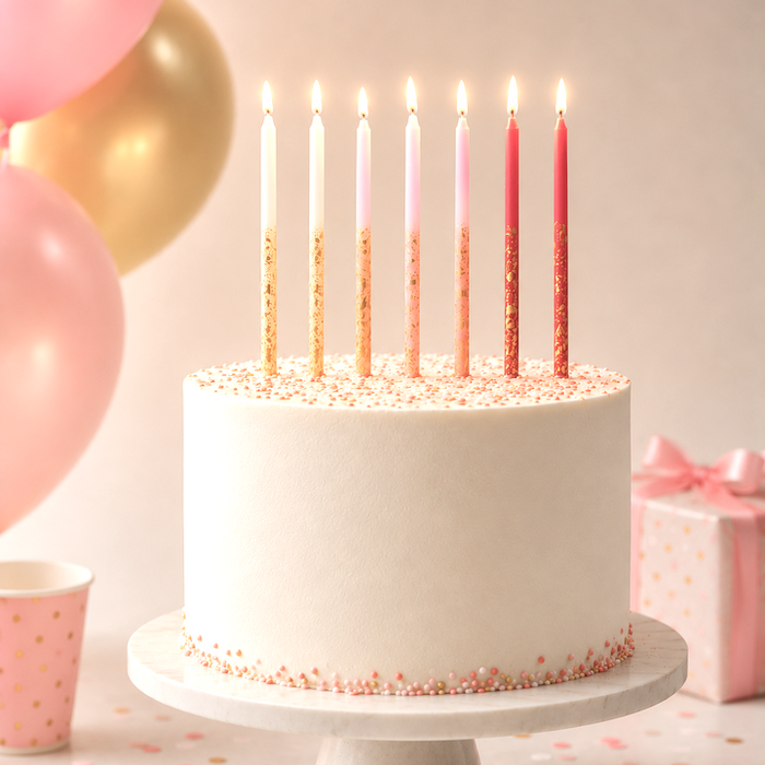 Pink Tones Candles with Gold Leaf