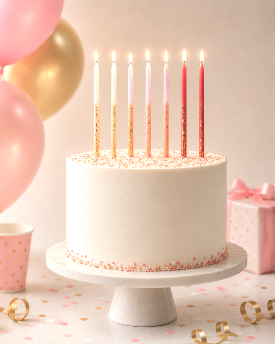 Pink Tones Candles with Gold Leaf