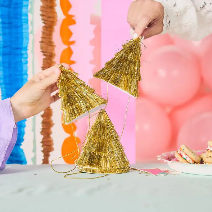 Golden Girl Mini Gold Fringe Party Hats Set