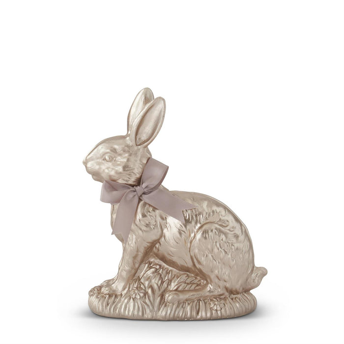 Resin Gold Easter Bunny with Pink Bow