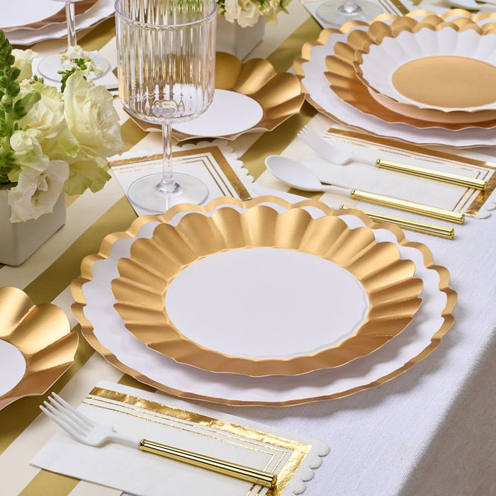 Gold & White Scalloped Charger Plate