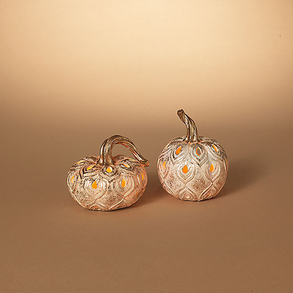 Lighted Resin Harvest Pumpkin