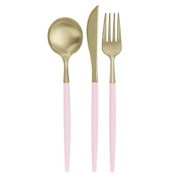 Dusty Rose & Gold Assorted Plastic Cutlery Set