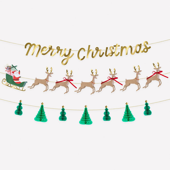 Santa Sleigh & Reindeers Garland
