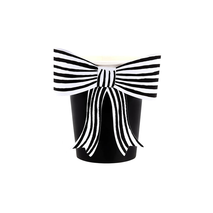 Black and White Stripy Bow Cup